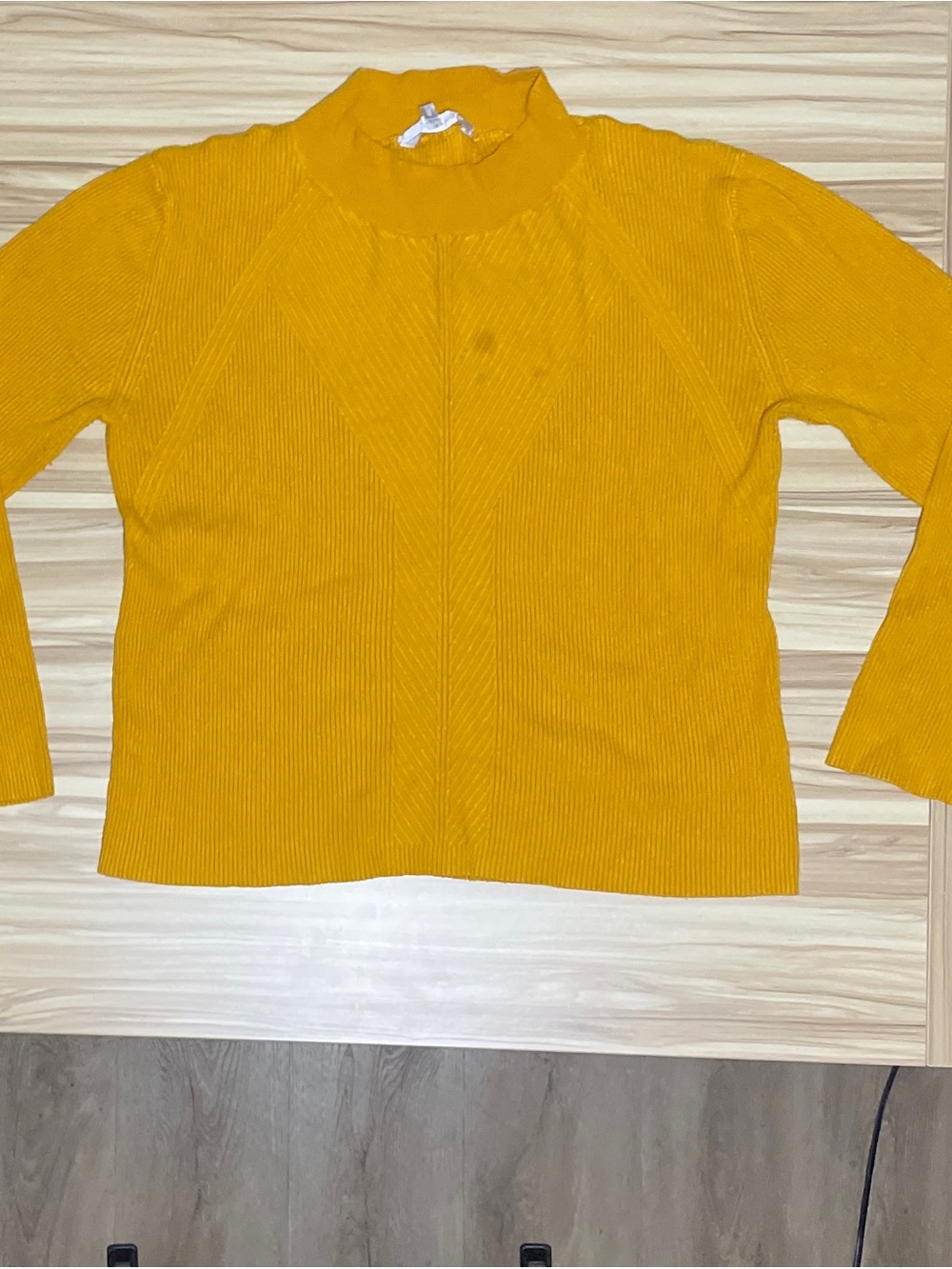 Mustard Ribbed Mock Neck Women’s Top